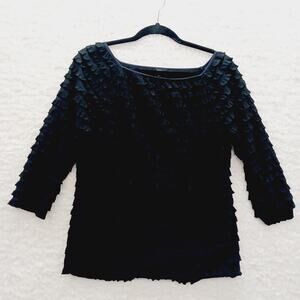 Blouse Size L Black Ruffle Casual Glam Frills Romantic Goth Dark Fairy Chic